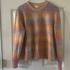 J Crew Factory Women’s Striped Orange Sunset Ombre Crewneck Sweater Size M